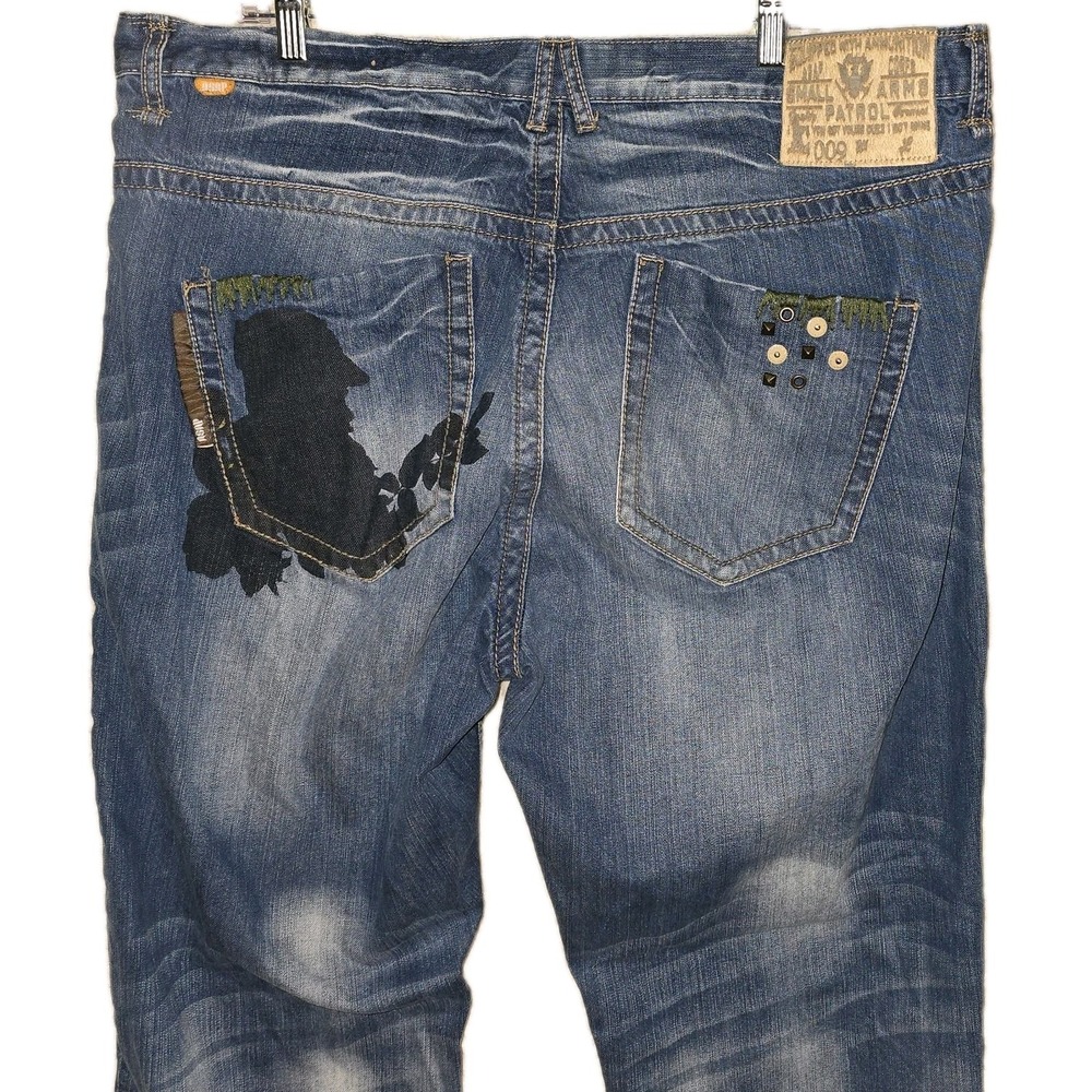 VINTAGE Y2K Akademiks Jeans Men's 40x33 "Small Arms Patrol" Hip Hop Med Wash‎
